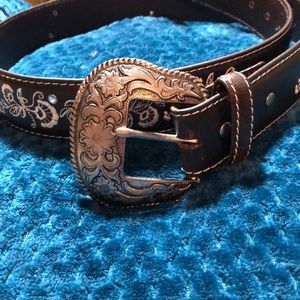 Shyanne Belt SizeM Brown/Cream Stitching